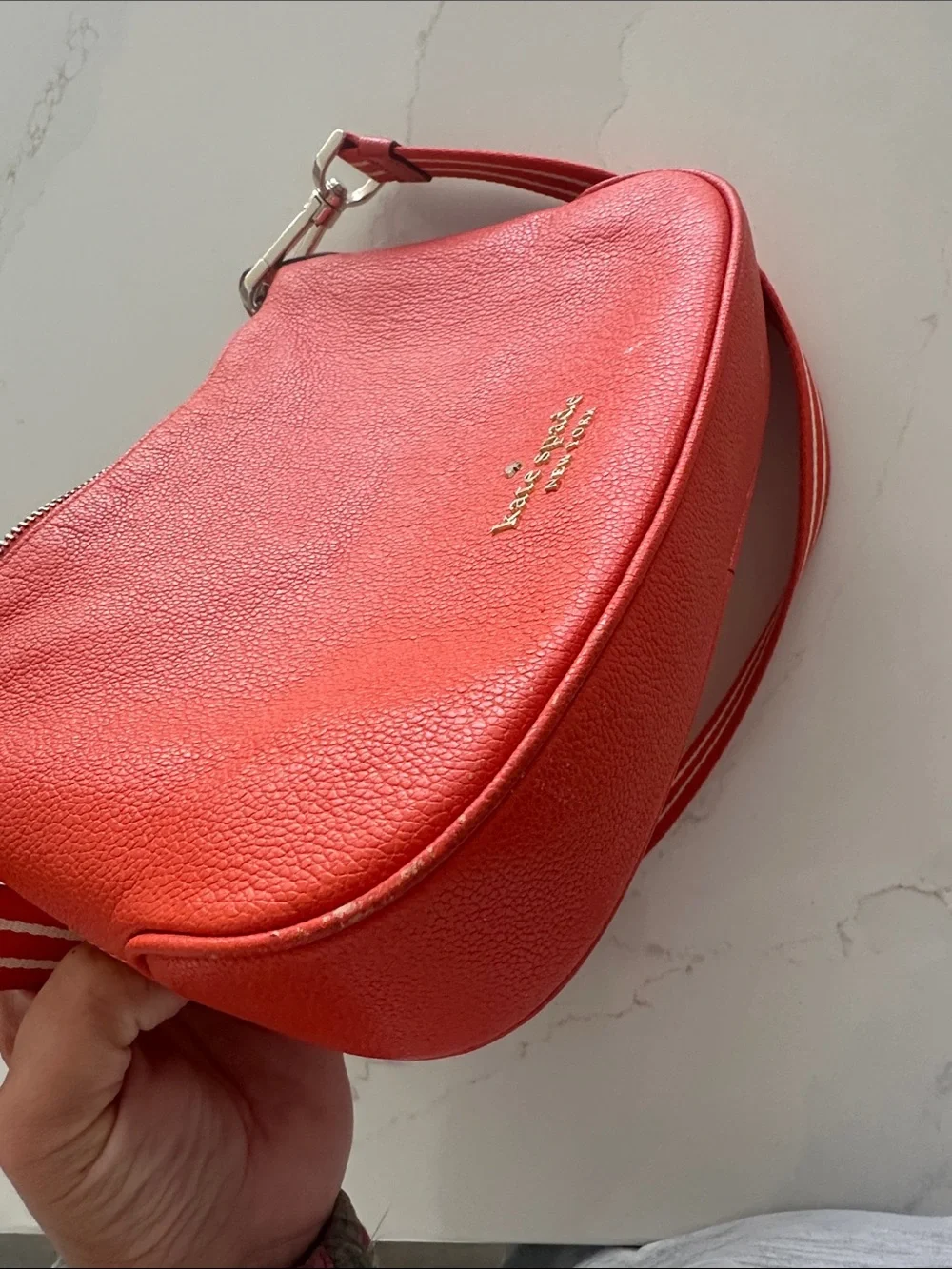 Kate Spade Orange Pebble Leather Crossbody bag small purse